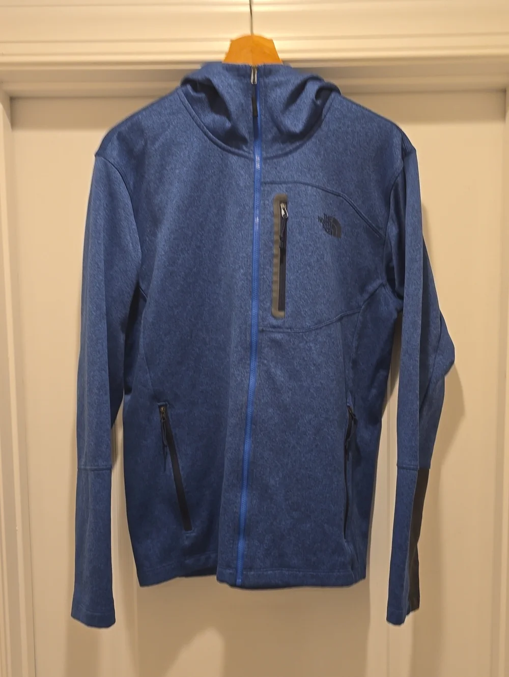 The North Face Men's Heathered Blue Hooded Zip Jacket